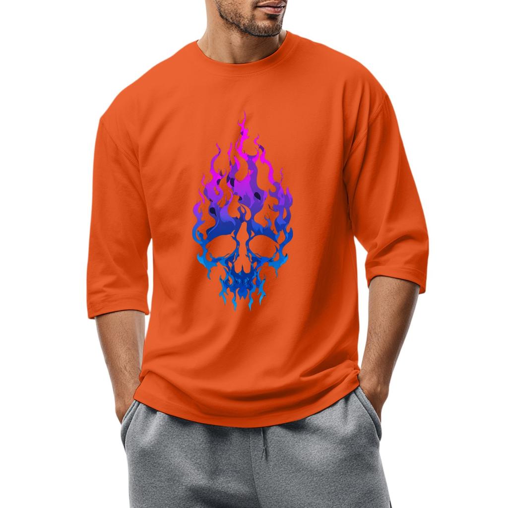 Men'S Round Neck Three-Quarters Sleeve Top Casual Fashion T-Shirt