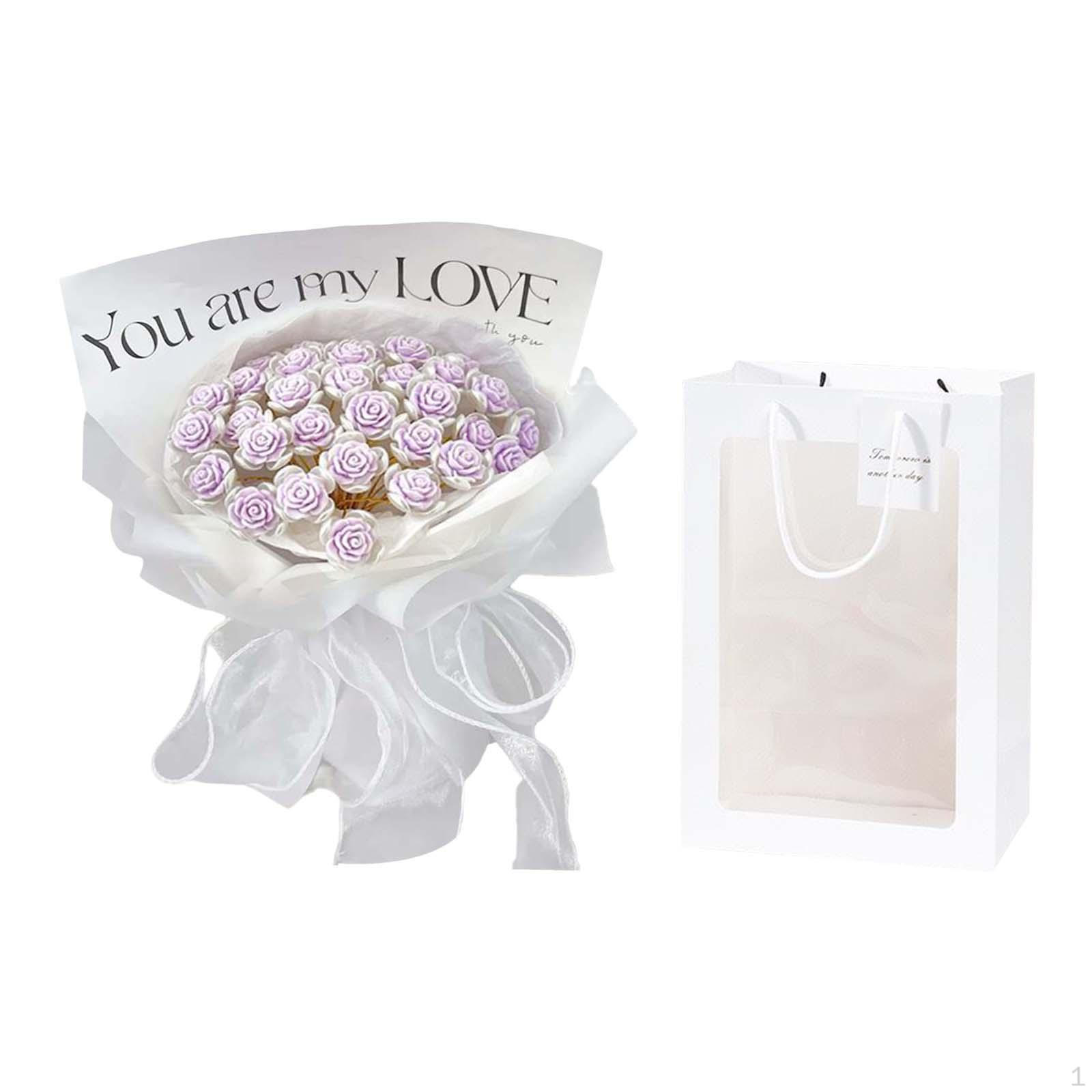 Bouquet Making Materials Flower Set Craft Roses for Valentine s Day Violet 21pcs