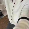 Women's Dark Grey Knit Wool Lapel Sweater - Autumn/Winter 2025 Collection