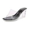 Summer sandals female thick heel square head fairy wearing fashionable silver crystal heel high heels