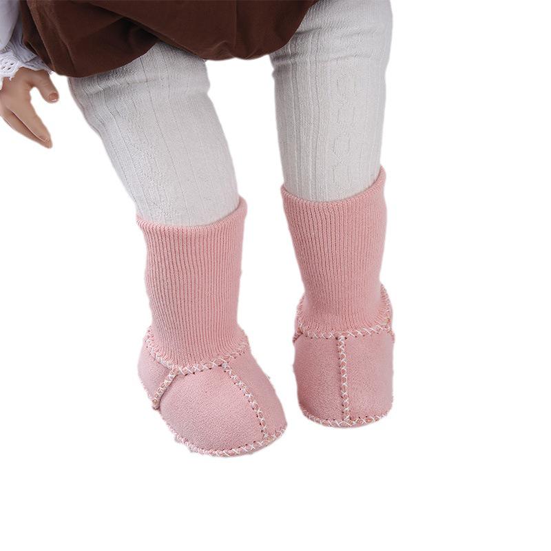 Lambskin Baby Shoes with Soft Sole and Fleece Lining - Thickened One-Piece Infant and Toddler Walking Socks
