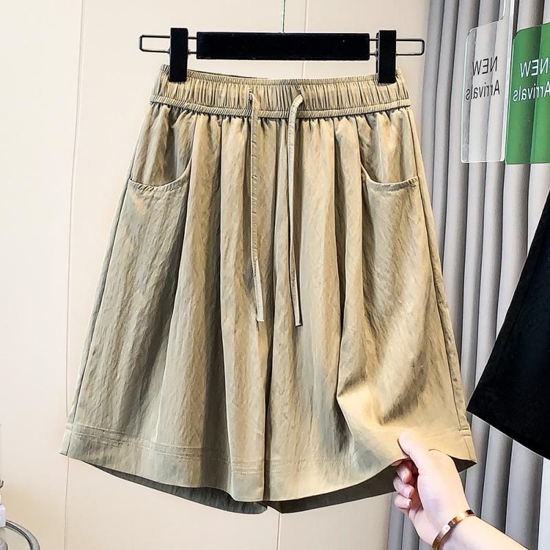 

Japanese Style High-Waisted Summer Linen Shorts - Ice Silk, Thin, Wide-Leg, and Slimming Design 2XL чорний