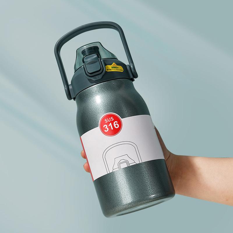 800/1300ML Thermos Cup 316 Large Capacity New Sport Insulation Bottle Outdoor Portable Stainless Steel with Straw Water Cup