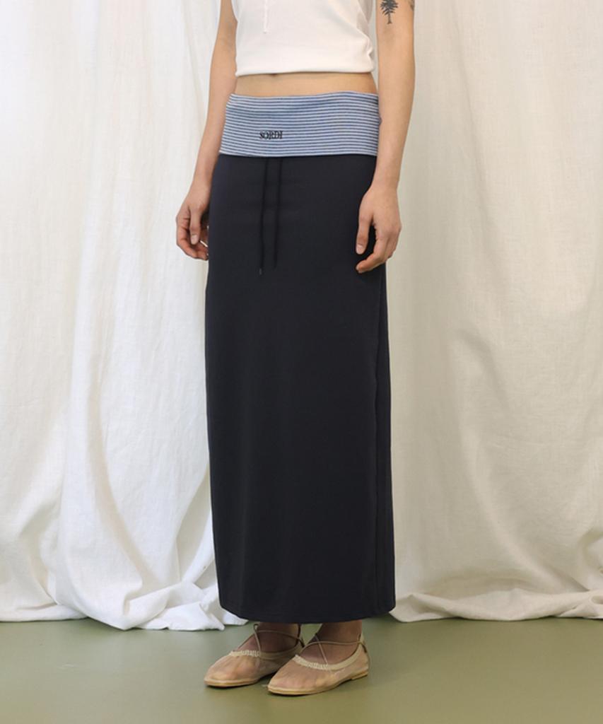 Sordi Two-Tone Long Skirt_Navy