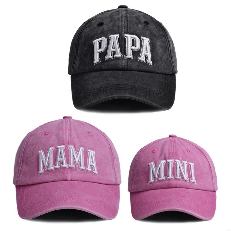 Pack Of 3 Embroidered Baseball Cap For Family Cotton Polyester Blend Adjustable Size Sun Shade Y08E