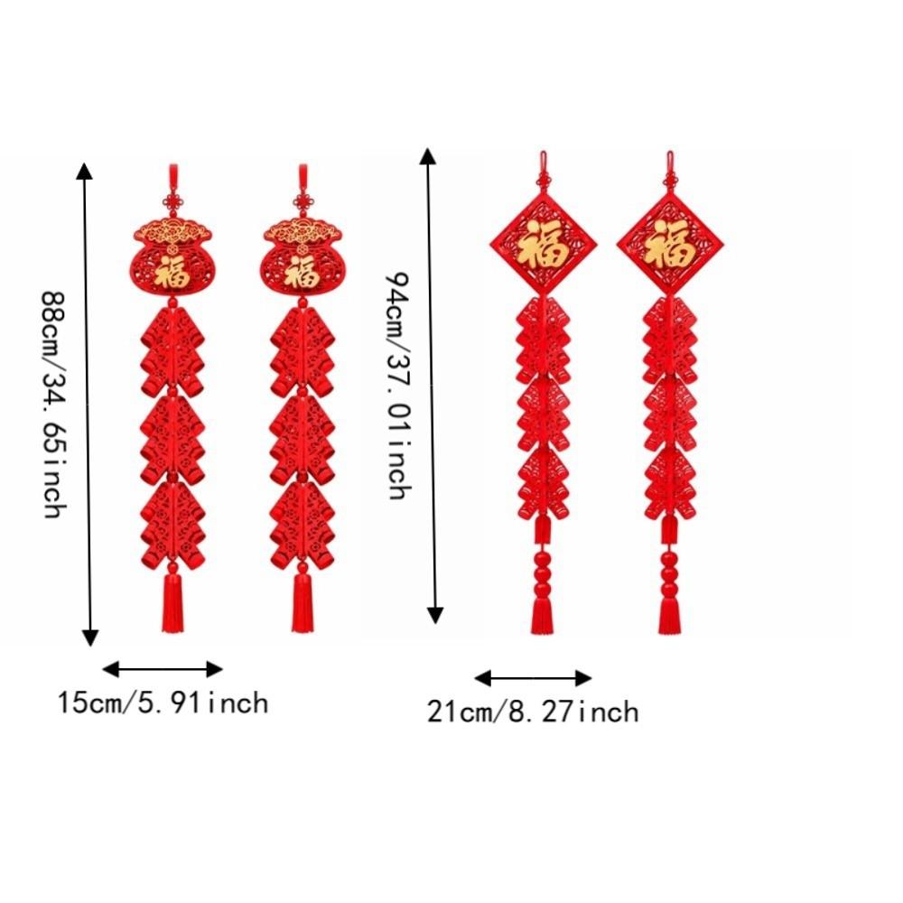 2pcs Chinese Style New Year Hanging Decoration Blessing Traditional Firecracker String Pendant Tassel Lucky Bag