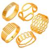 Gold Rhinestone Geometric Multi-layer Titanium Steel Bracelet for Women with Spring Clasp