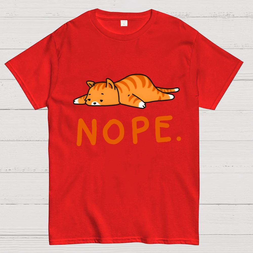 Nope Lazy Cat Cotton Summer Casual Cool Loose T-Shirt