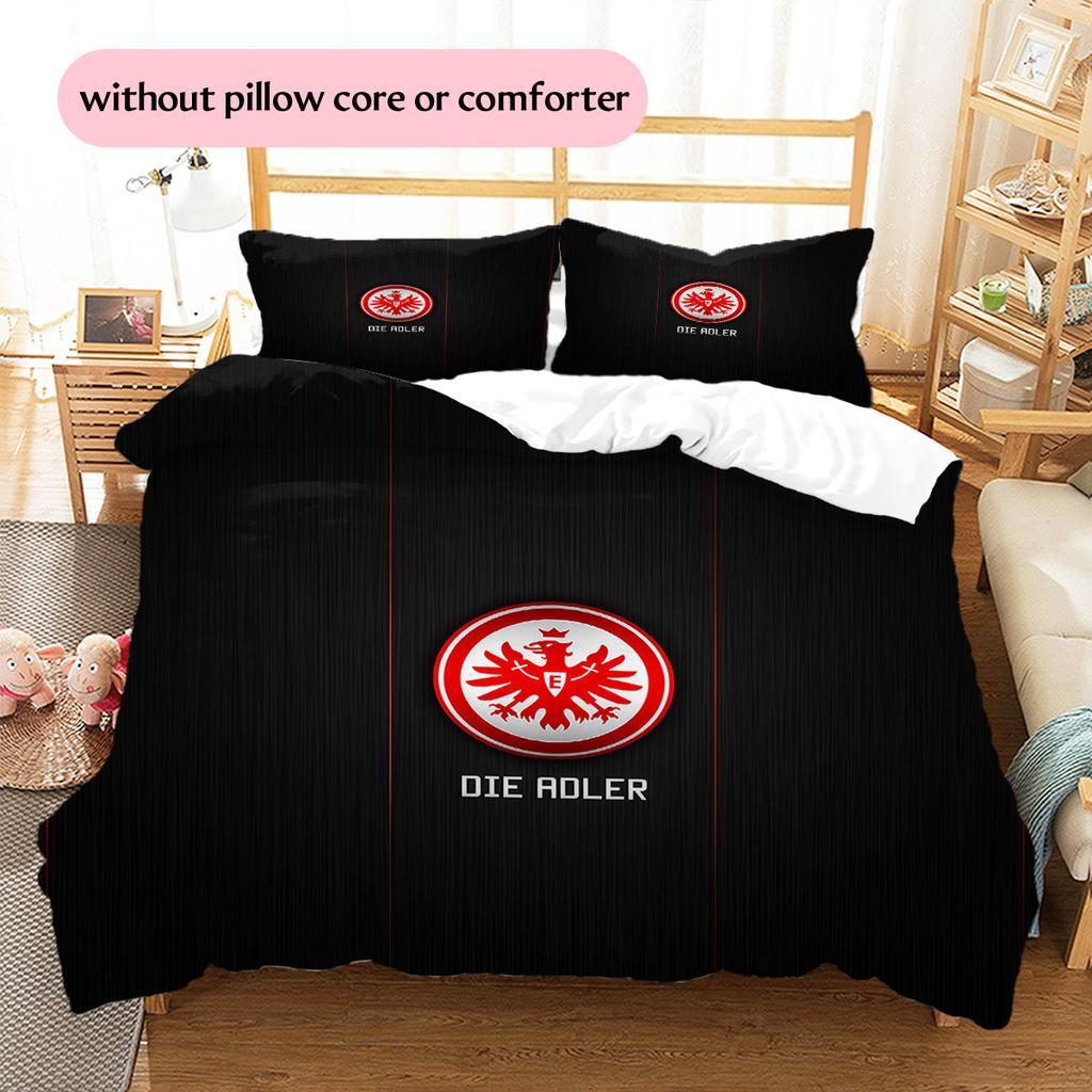 Black‑Red Eintracht Frankfurt Pattern Bedding Quilt Set Home Decoration Gift (1 * duvet cover + 2 * pillowcase without core).xwn