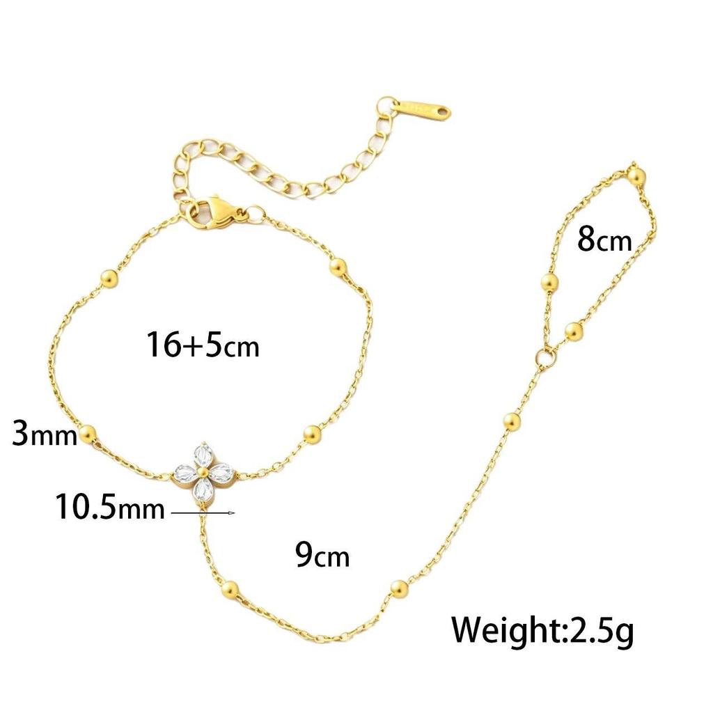 Gold-Plated Double Layer Thin Chain Stainless Steel Hand Chain Jewelry
