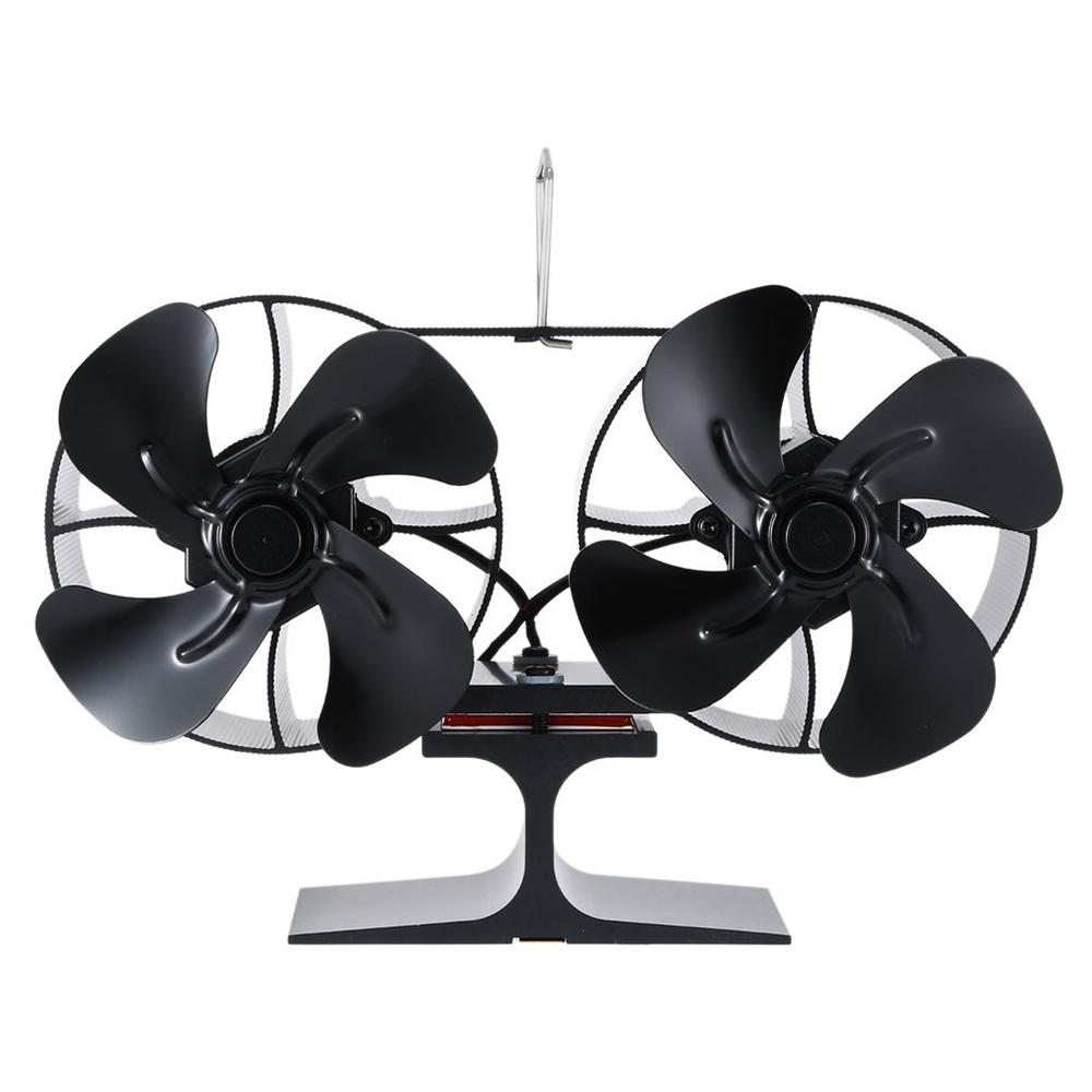 

Dual-hd Fireplace Ht Powered Stove Fan Total 8 Blades Aluminum Alloy Wood Stove Fans Silent Eco-friendly with Top Carry Handle for Home Fireplace Effi