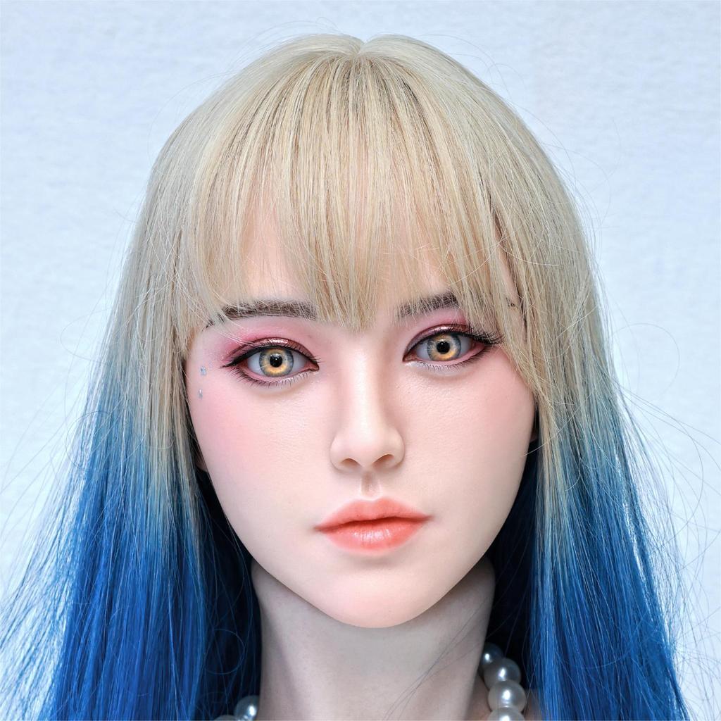 100 % Silikon-Sexpuppenkopf Standardperücke Passend für 130-180 cm große Vollpuppenkörper M16 und Standardschrauben 2 Verbindungsmethoden GJ-ZP018