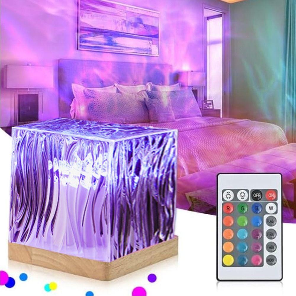 16 Colors Northern Lights Projector Rechargeable Water Ripple Night Light USB With Remote control Water Ripple Night Light