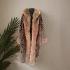 25 European and American Fashion Leopard Print Long Hooded Faux Mink Fur Coat for Women