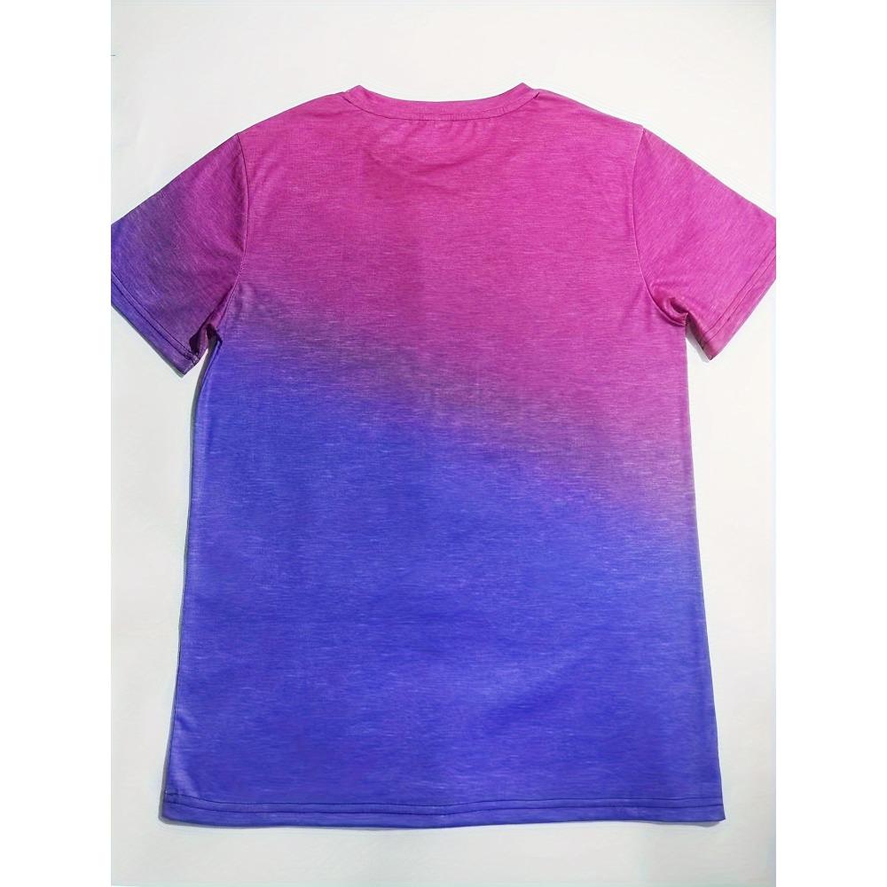 Women's gradient T-shirt - short-sleeved crew neck top with 3D gradient print all over