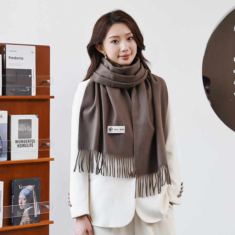 Wool Scarf for Women in Winter New Style Cashmere Scarf Versatile  Thickened  Warm and Solid Color Scarf