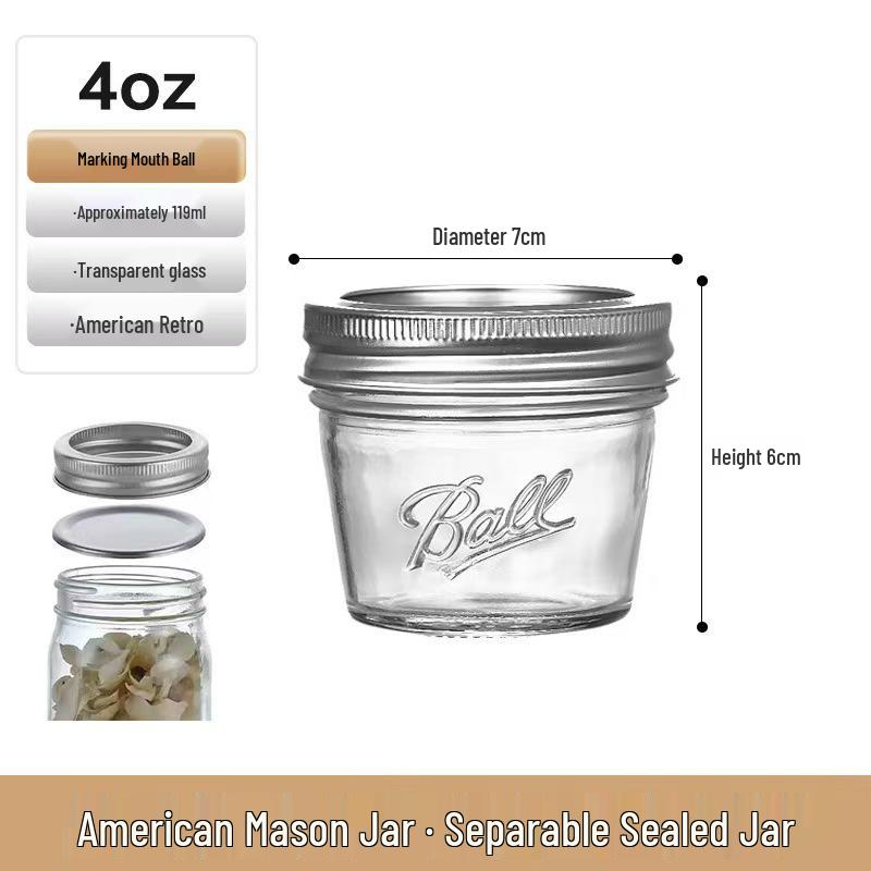 Retro Mason Glass Storage Jar with Lid - Food Grade Transparent Kitchen Container