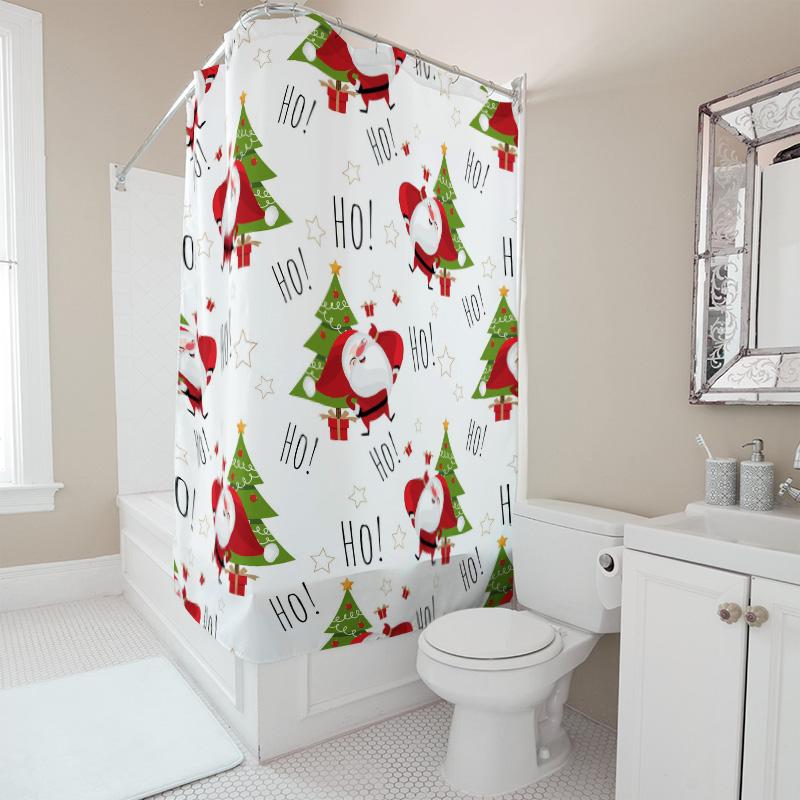 TU Festive Christmas Shower Curtain Waterproof Holiday Decor Reindeer Pattern XMAS Bathroom Set Holiday Gift Cozy Vibes Modern S