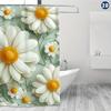 1Pc Spring & Summer Daisy Shower Curtain, White & Yellow Floral Design, Easy To Clean, Cheerful Style For Bathroom & Bathtub