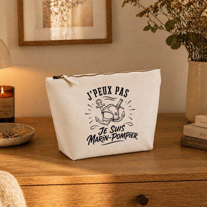 Trousse de toilette - PLANETEE - J'peux pas minimaliste - Beige - 100% coton - 3 L - Zip métal