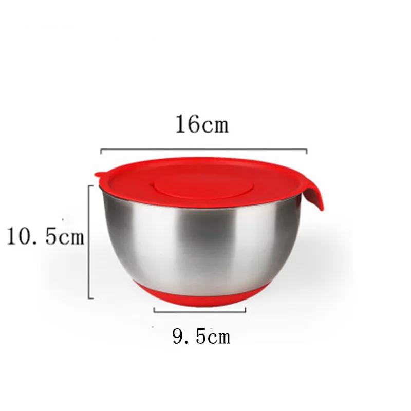 304 16-24cm Kitchen Stainless Steel Egg Mixing Bowl Non-slip Handle Silicone Bottom Kneading Dough Pots Baking Bakery Tools