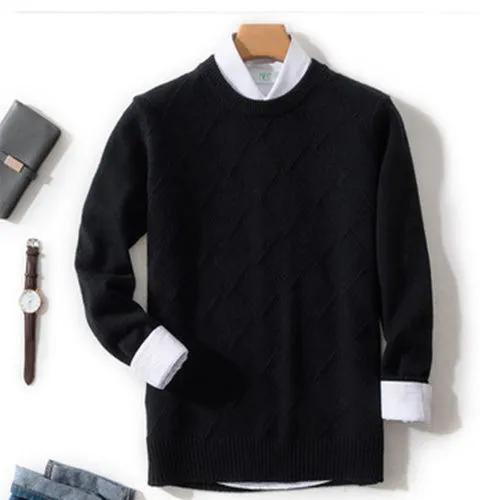 Men's Autumn and Winter Loose Knit Round Neck Base Sweater, Spring Business Casual Sweater