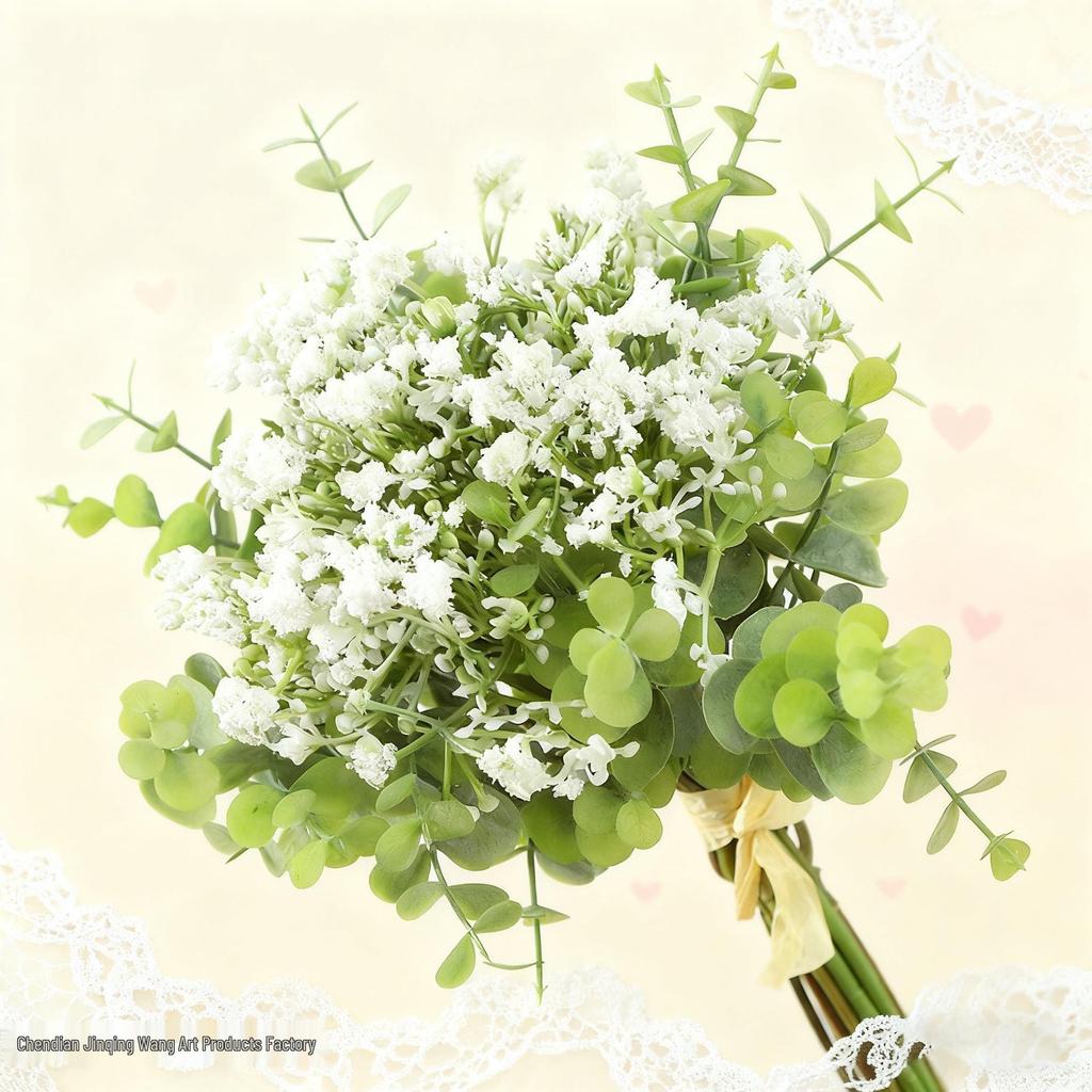 Eucalyptus & Gypsophila Artificial Flowers Bunch for Home, Wedding, and Landscaping Décor