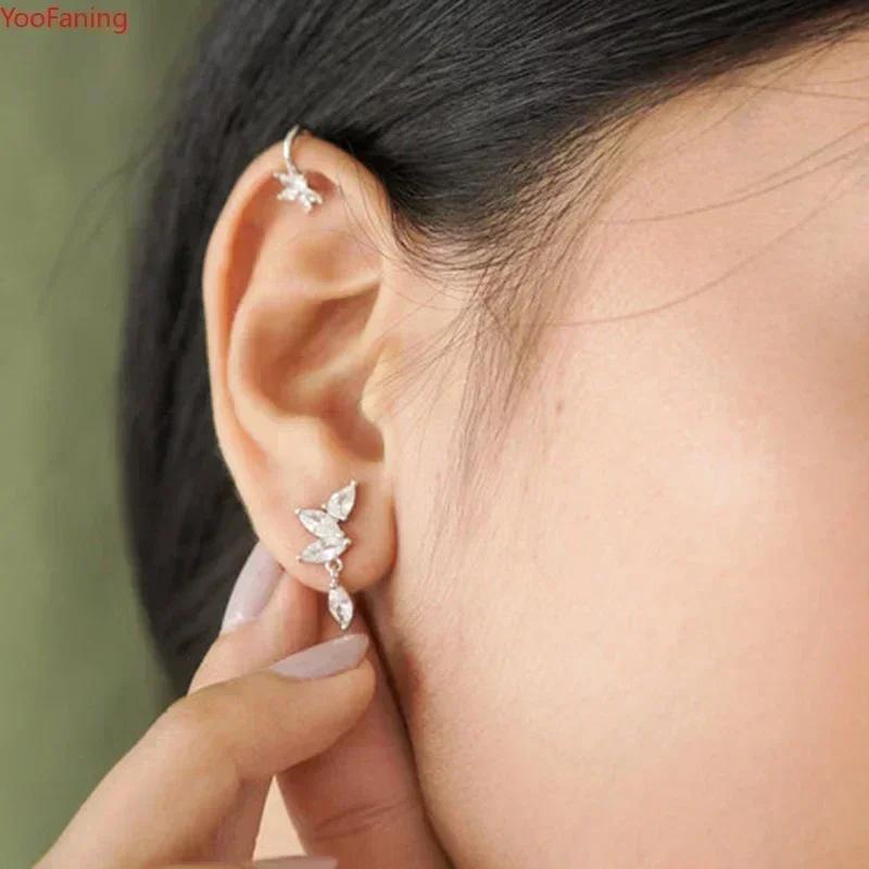 Dames 925 Zilveren Oorstekers Kristal Zirconia Waterdruppels Stud Hoops Goud Huggie Oorbellen Premium Luxe Feest Sieraden