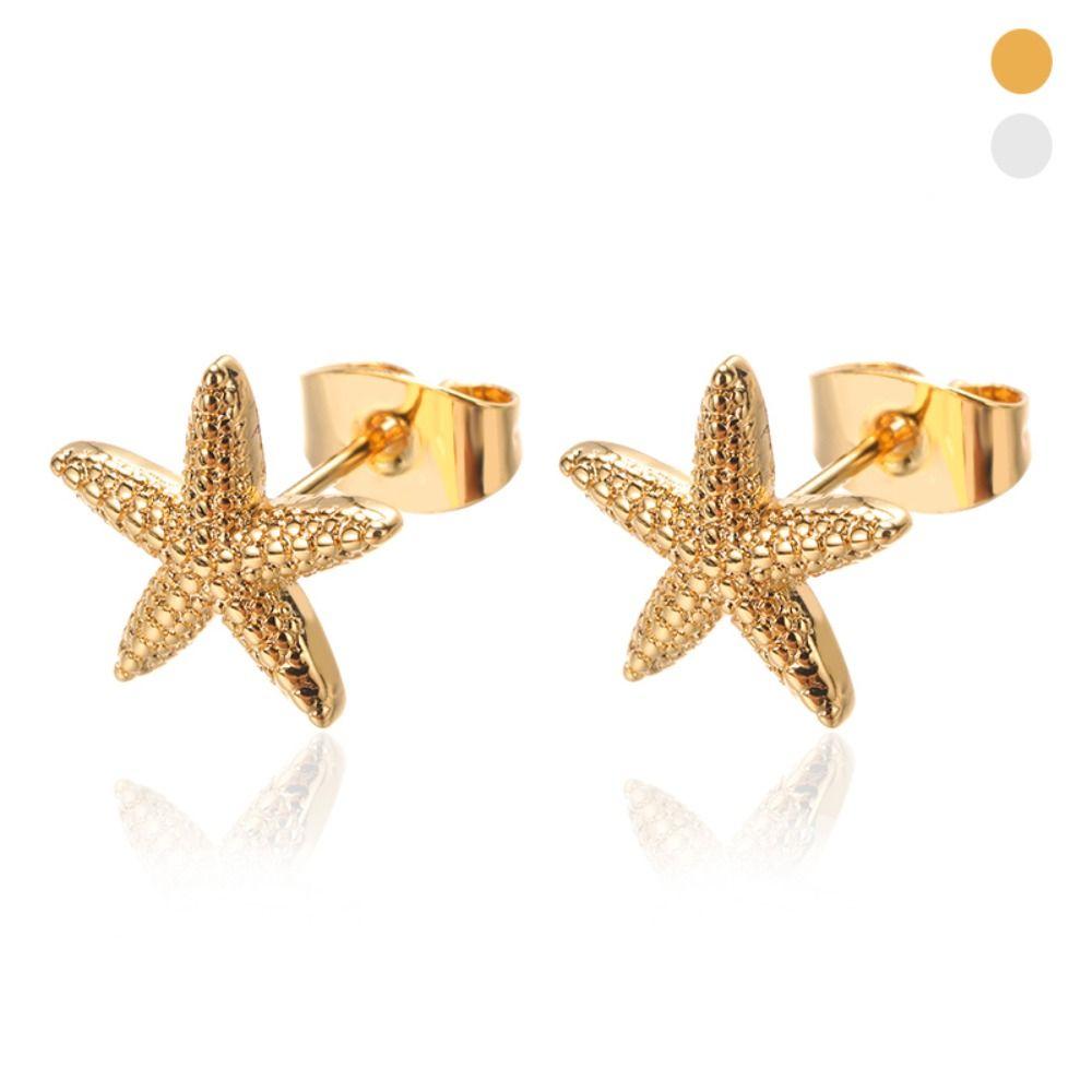 Gold Color Ear Studs Ocean Style Starfish Earrings High Quality Ear Jewelry Gift