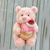 25cm Kawaii Rosa Bär Puppe Plüschtier Kuschelbär Puppe Kuchenaffe Geburtstagsgeschenk für Freundin Beste Freundin Weiches Stofftier Spielzeug
