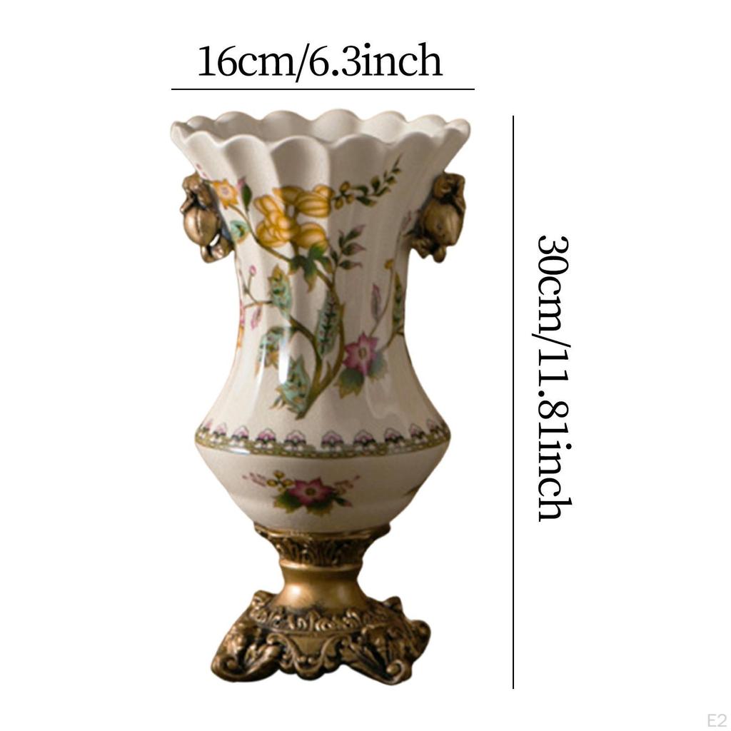 -Flower Vase, Desk Ornament, European Vintage Style, Decorative Table Decoration for