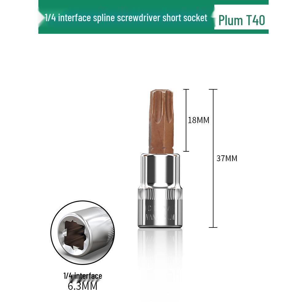 1/4" Small Fly Socket Bit Wrench with T8 Star, Inner Hex, Slotted, Rice Flower, Cross Screwdriver Heads