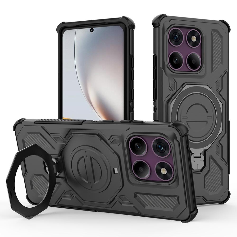 

Для Motorola Edge 60 Pro 5G Магнитный чехол Вращающаяся металлическая подставка Ударопрочная задняя крышка для телефона из ПК+ТПУ Black