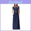 Elegante Abito Maxi da Sera Boho da Donna a Manica Corta Taglie Forti Delight
