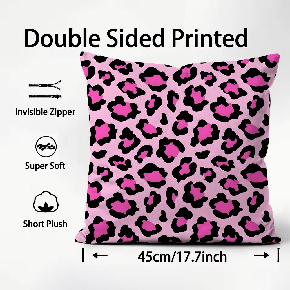Leopard Print Fashion Cushion Cover Plush Fabric Soft DoubleSided Printed Sofa Warm Winter Home Child Gift Pillow Case