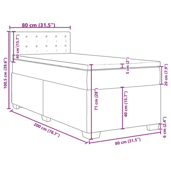 VidaXL Bed Slat Base with Mattress Blue 80x200 Cm Velvet, Bed, Platform Bed, Panel Bed, Furniture of 3288478