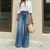 High Waist Loose Straight Jeans Women Light Wash Wide Leg Trousers Office Commute