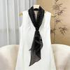 1116 Französischer schwarzer Hintergrund Polka-Dot langer Seidenschal Damen Frühling und Sommer leichter Georgette-Schal Mode Außenschal