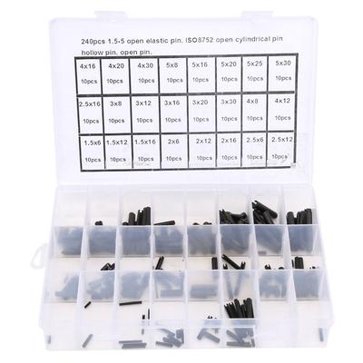 240Pcs Elastische Zylindrische Pin Carbon Stahl Hohl Positionierung Hilfs Teile 1,55