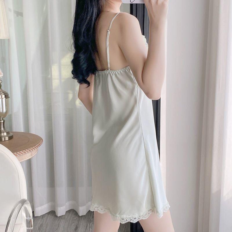 Ice Silk Lace Camisole Dress & Robe Set - Luxury Nightwear for Women