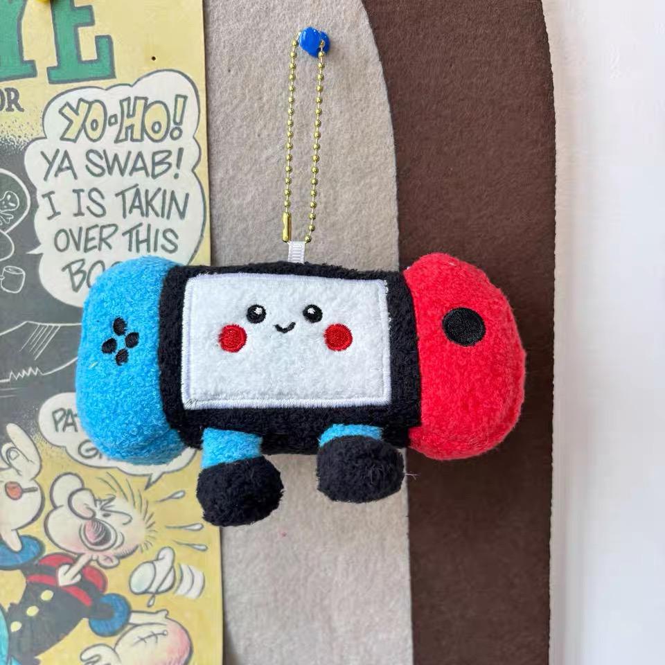 Cute Funny Game Console Stuffed Toys Bag Hanging Pendants Couple Keychains Gift Bag Charm