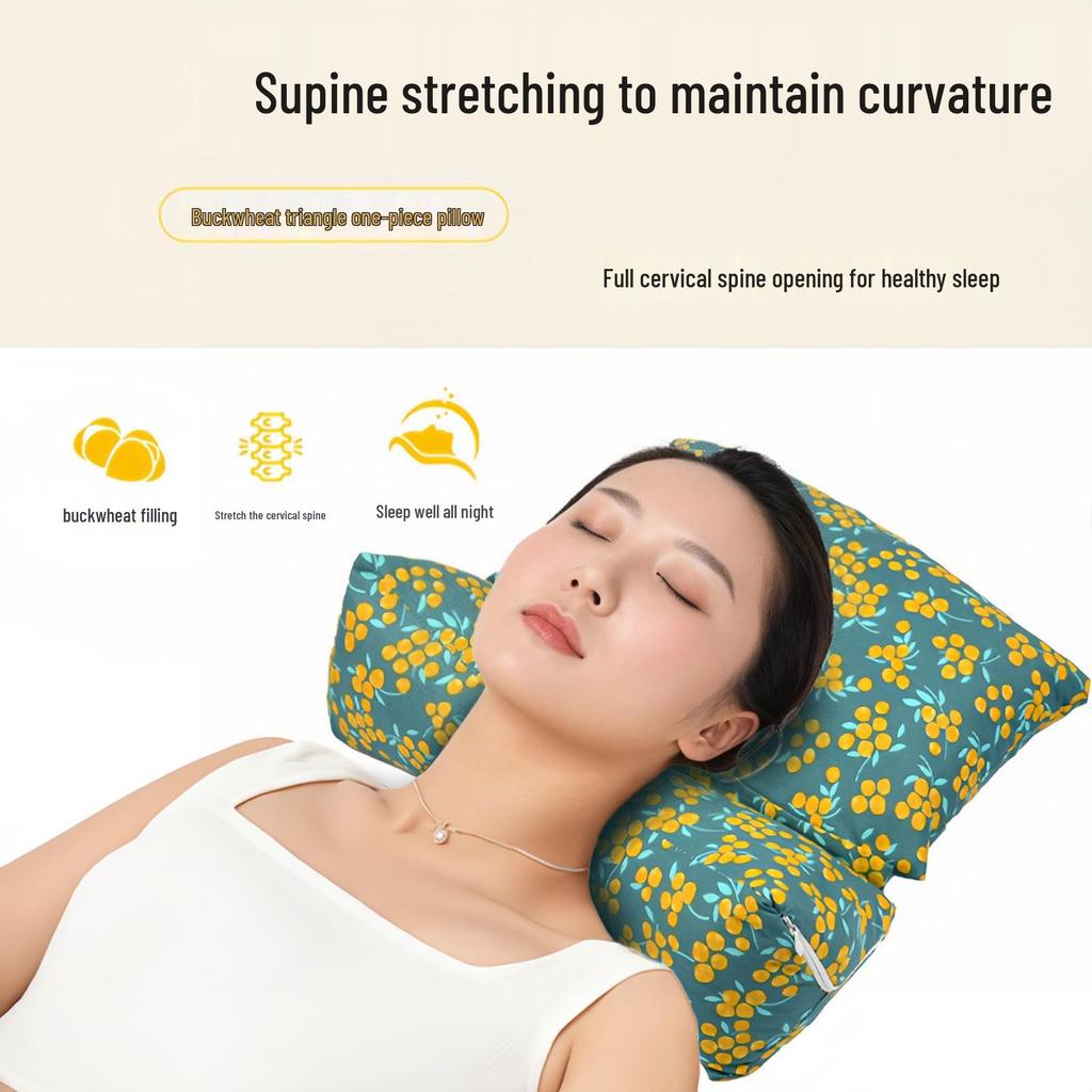 Buckwheat Husk Diamond-Shaped Neck Pillow: Multi-Functional, Detachable, Washable Floral Design