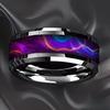 Fashion Men's Stainless Steel Rings Violet Gradient Purple Nebula Inlay Ring for Men Jewelry Suitable for Daily Wear, Non-Fade
