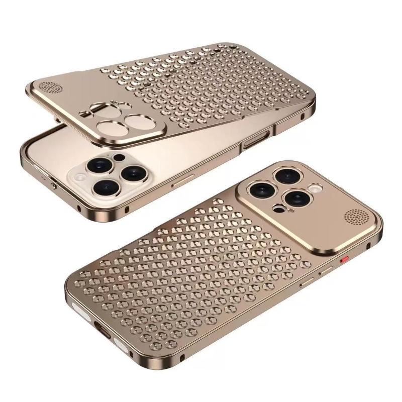 Luxury Aluminum Alloy Heat Dissipation Metal Case For iPhone 17 16 15 14 13 Pro Max Breathable Mesh Fragrance Aromatherapy Cover