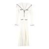 Women's European & American V-Neck Sailor Collar Slimming Fishtail Knitted Dress for Spring & Summer