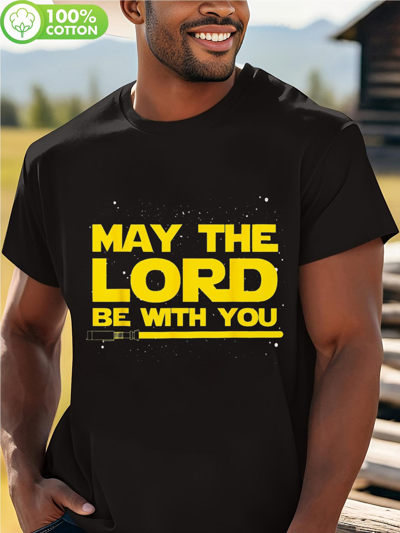 May The Lord Be with You Tshirt - Bold Yellow Graphic Pri... XL