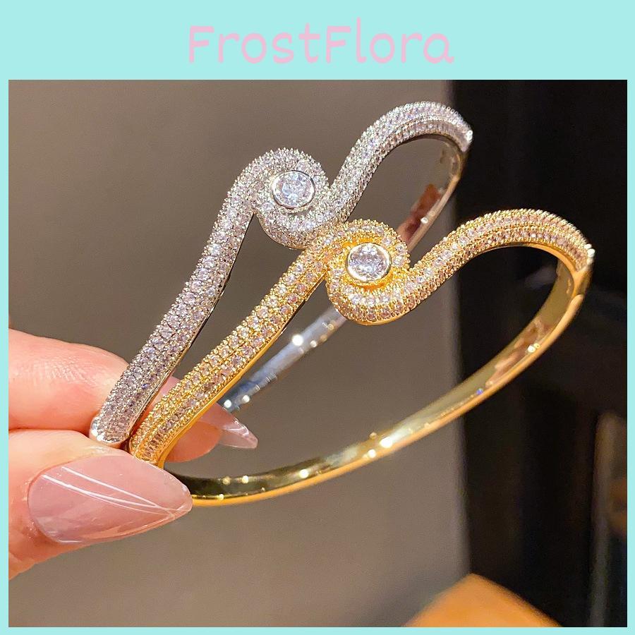 Minimalist Gold Finish Zircon Cross Round Cuff Bracelet For Fashionable Women