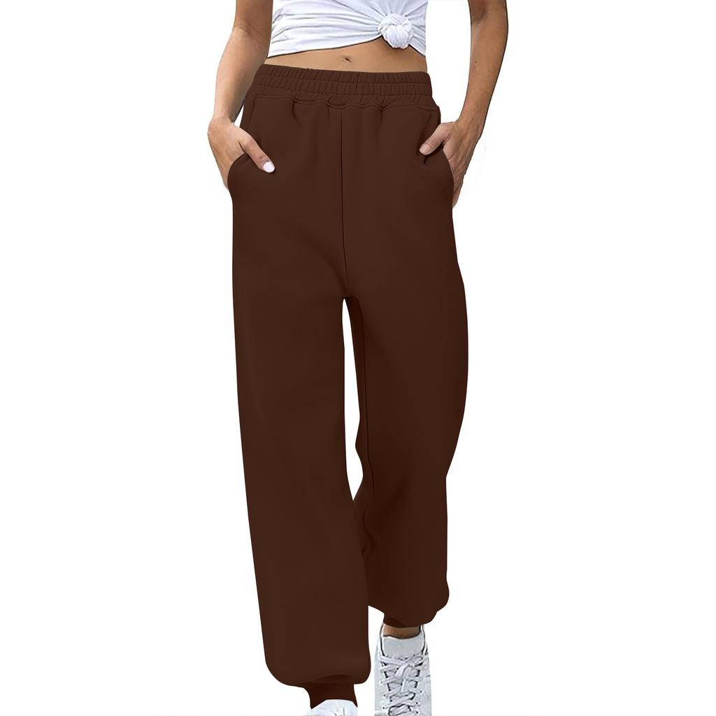 Women's Stylish Loose Sweatpants Comfortable High-waisted Jogging Belt Pocket Sweatpants