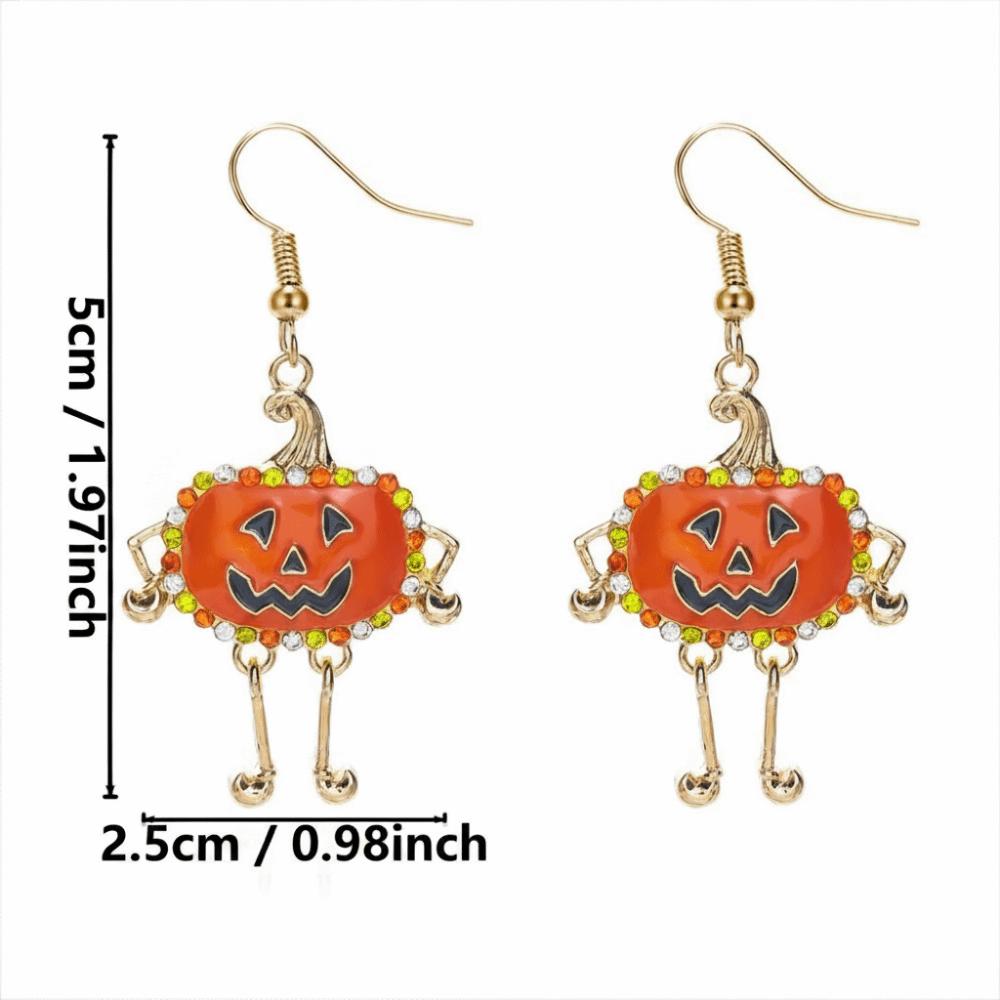 Alloy Material Drop Earrings Long Tassel Design Pumpkin Earrings Ghost Earrings  Costume Cosplay