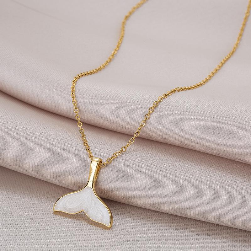 

DIEYURO 316L Stainless Steel New White Shell Mermaid Tail Lucky Beautiful Pendant Necklace Valentine s Day Gift For Girlfriend